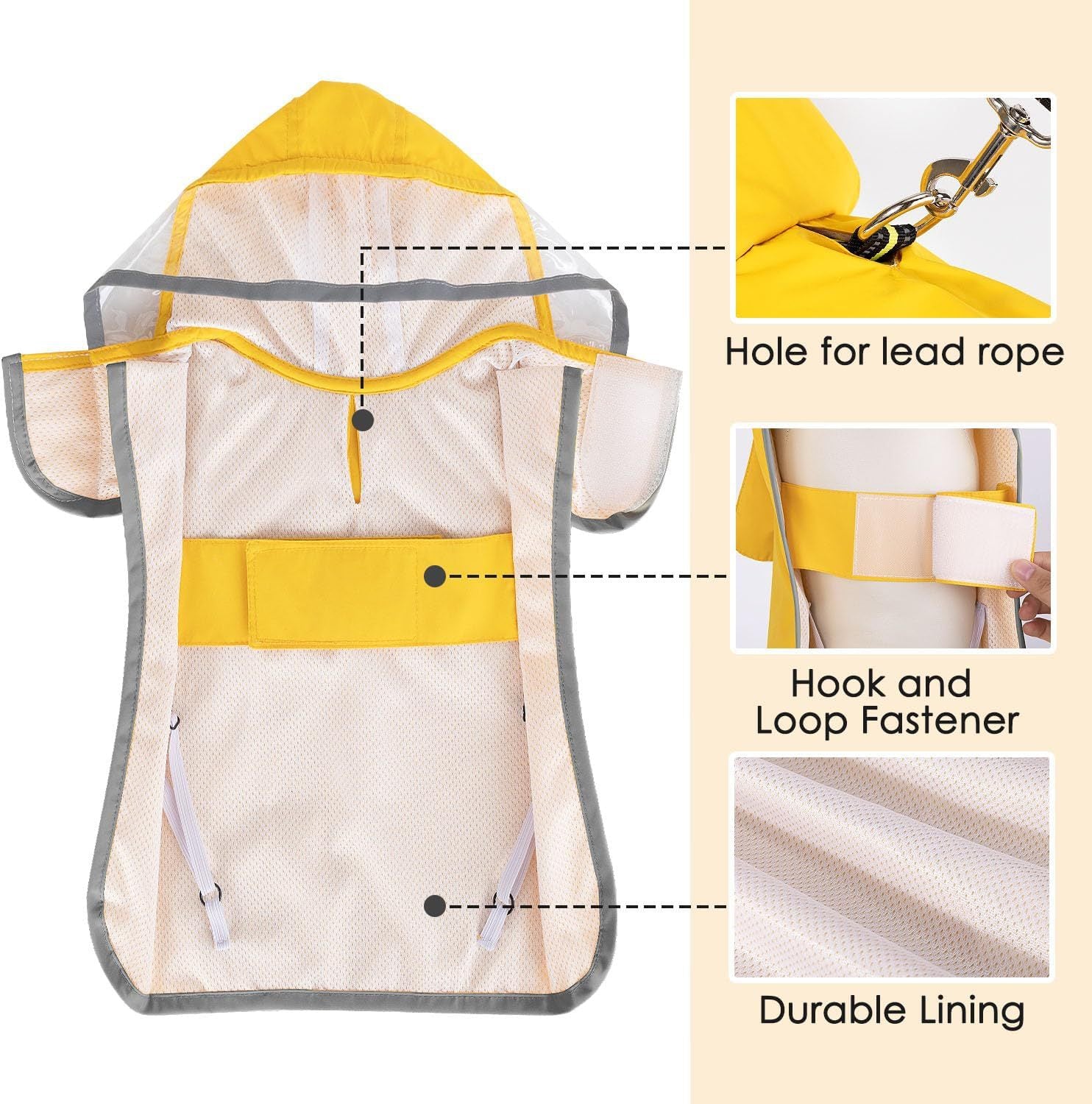 Dog Raincoat Waterproof Soft Breathable Rain Jacket For Small