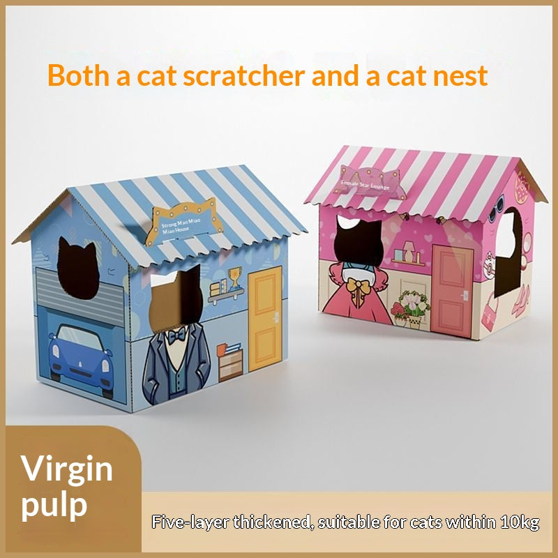 Cat Villa All-in-one Scratching Post Bedthickened Corrugated Paper