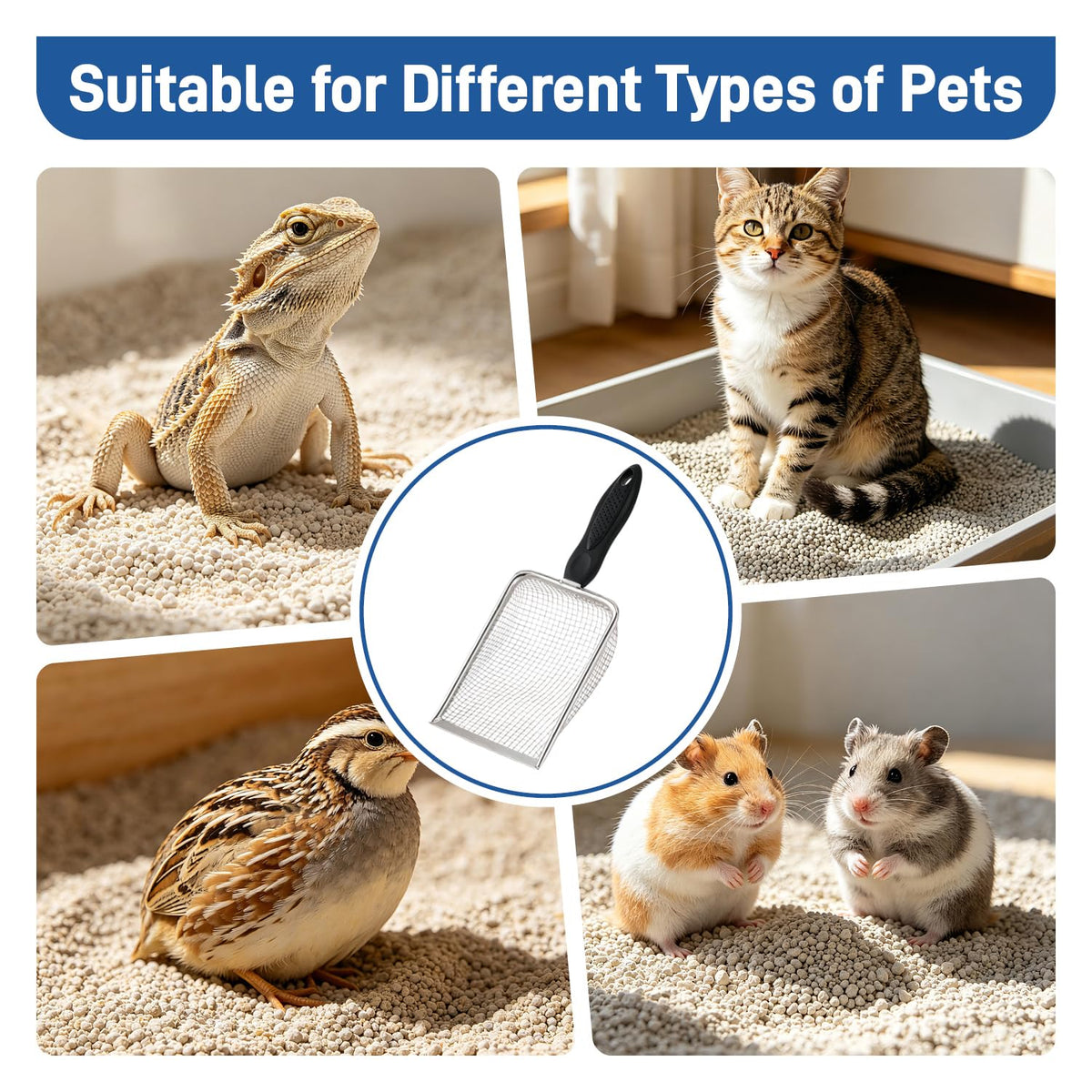 Cat Litter Scoop Stainless Steel Mesh Shovel Deep Reliable Cleaner