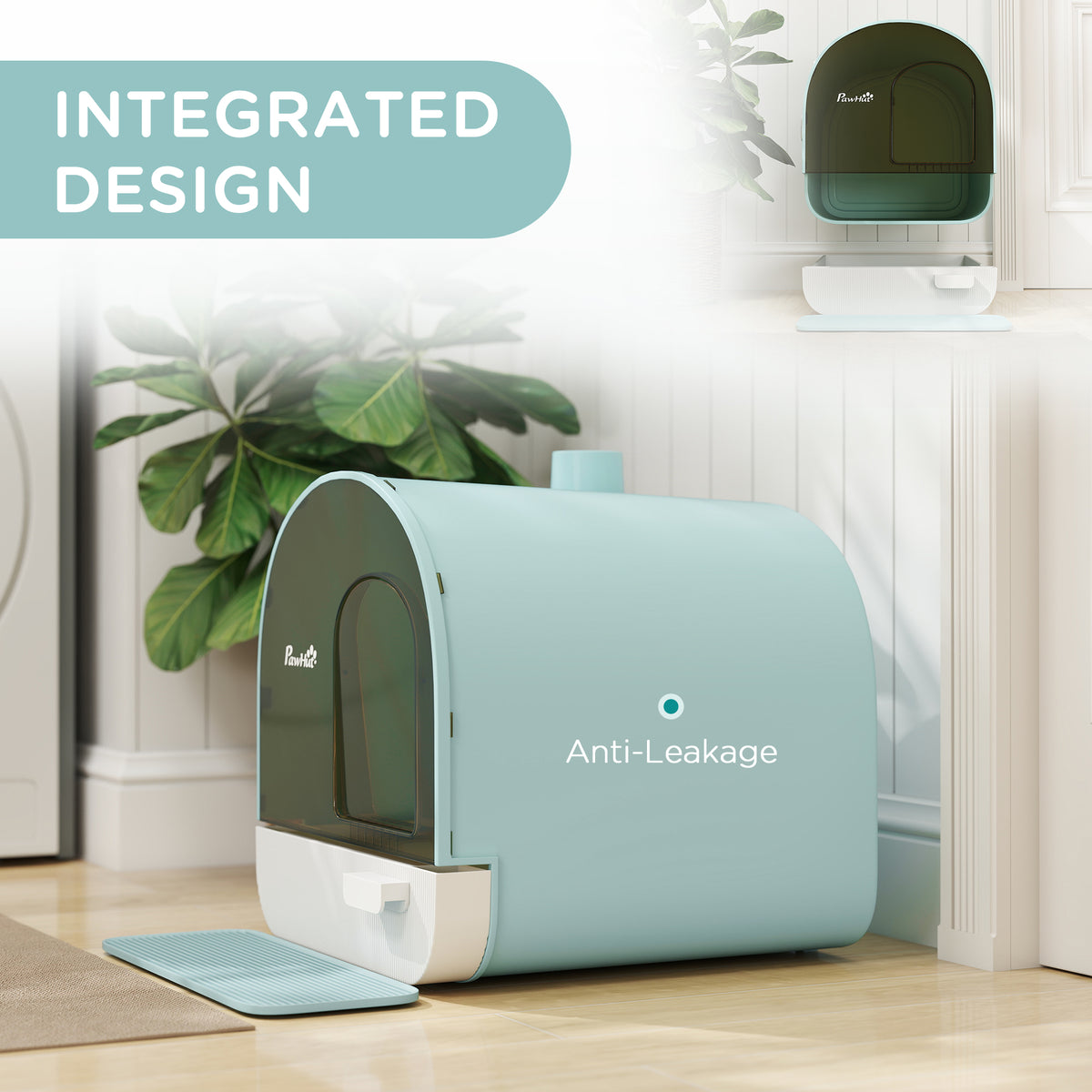 Fully Enclosed Cat Litter Box With Lid Drawer Design Covered