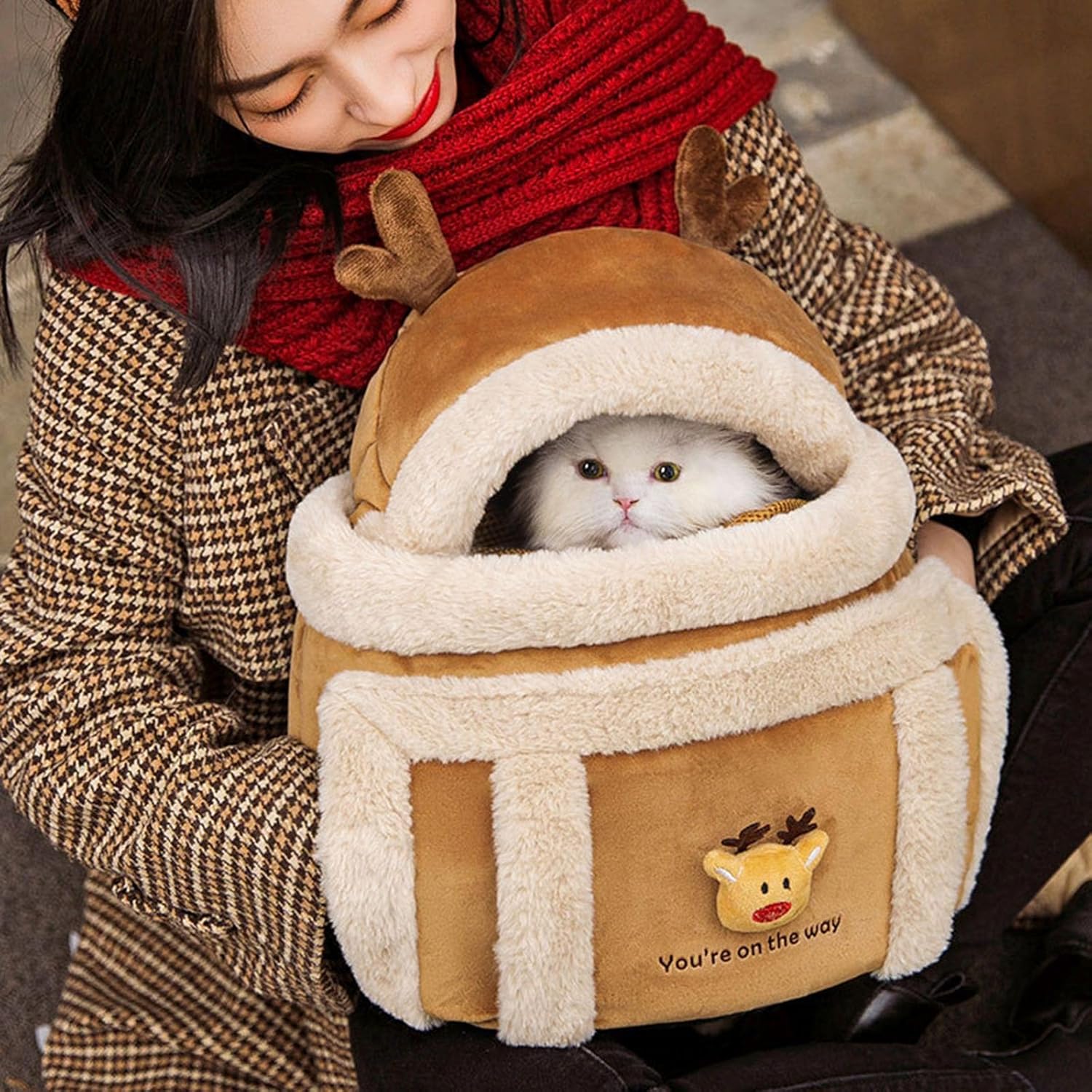 Carrier Bag Backpack Dog Travel Pet Winter Outdoor Carriers Plush