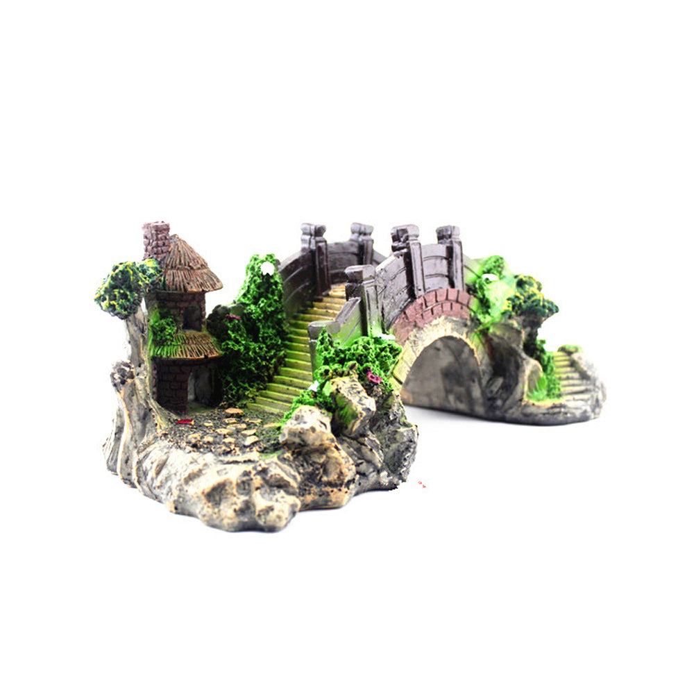 Resin Bridge Arch Black Red Fish Tank Landscaping Decoration