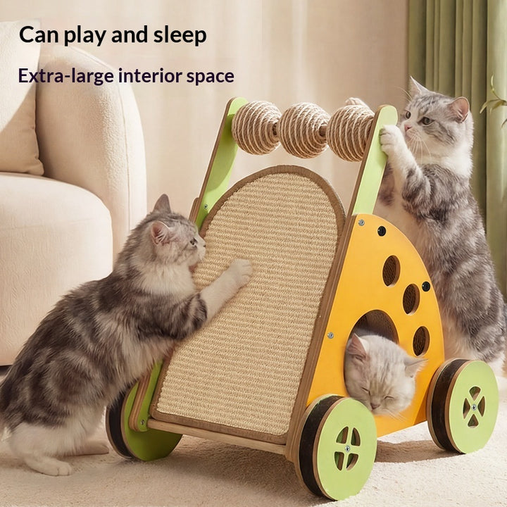 Pet Stroller with Built-in Scratching Post Toy