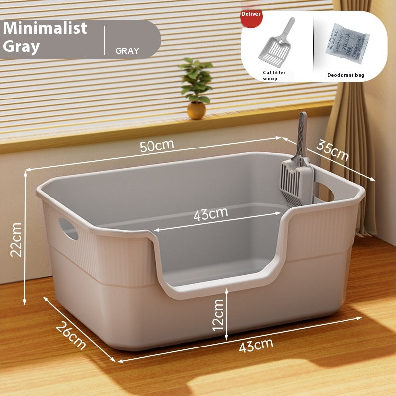 Oversized Splash-proof Cat Litter Box Open Semi-closed Toilet