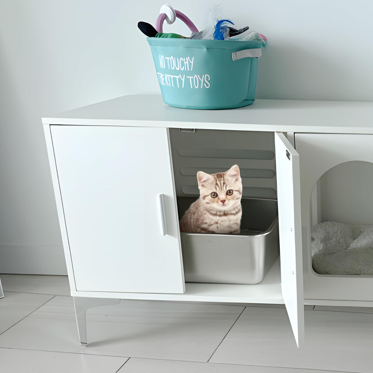 Stainless Steel Litter Box Medium Metal Cat Easy Clean Non Stick