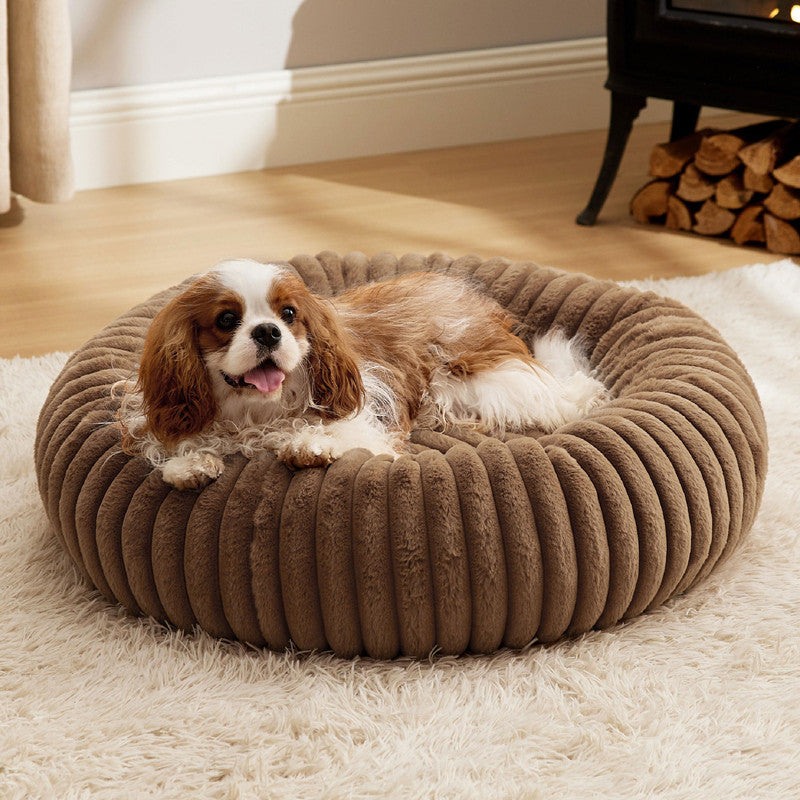 Pet Bed High-grammage Vertical-stripe Rabbit Fur Plush Mat
