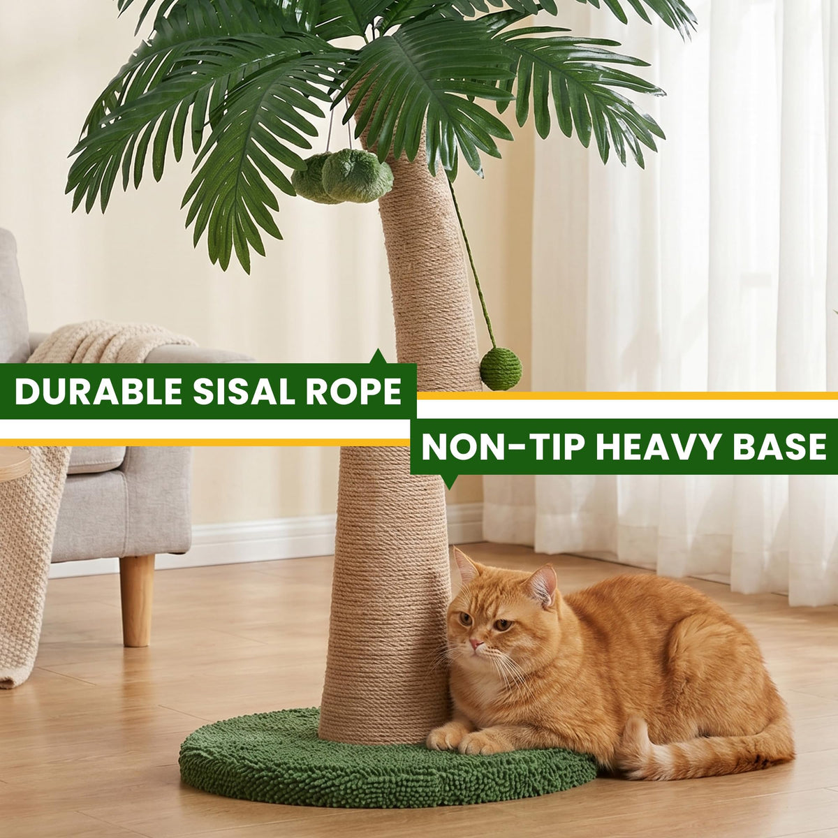 43 Inch Tall Cat Scratching Post For Indoor Large Cats Natural