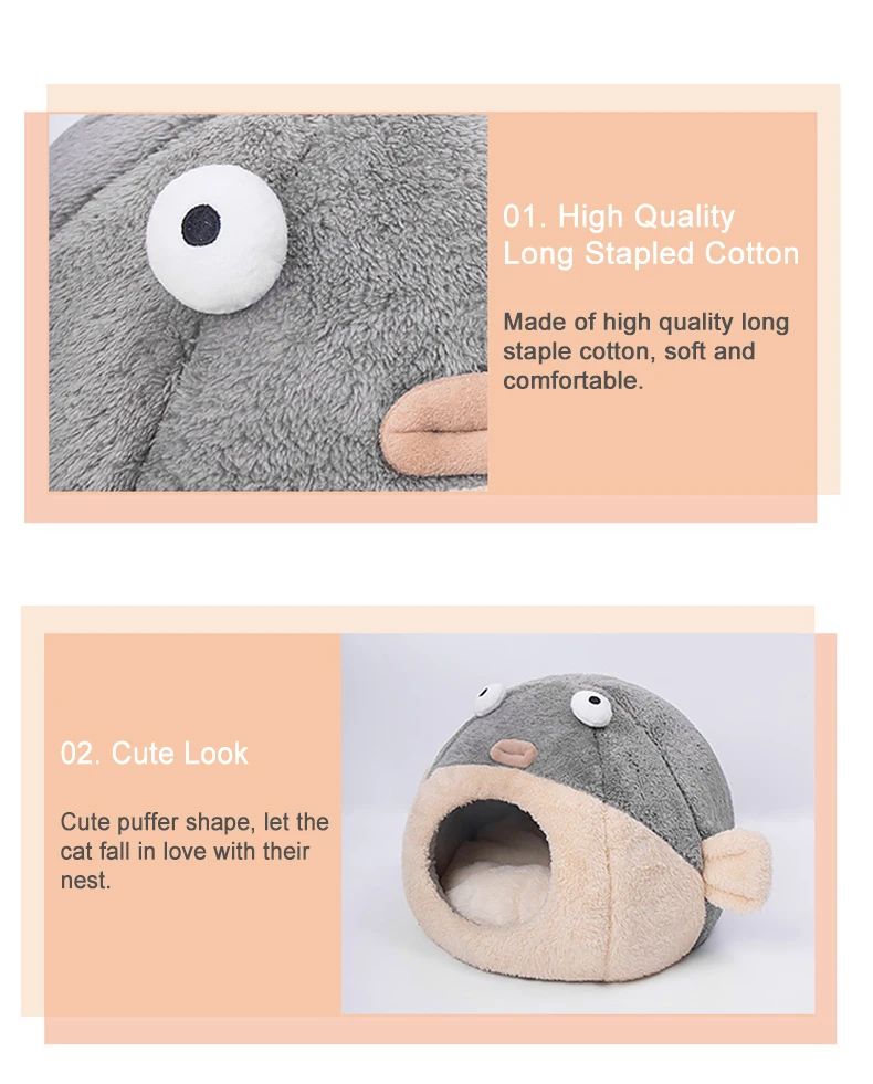 Cute Animal Cat Accessory Furniture Balloonfish-shaped Pet Mats