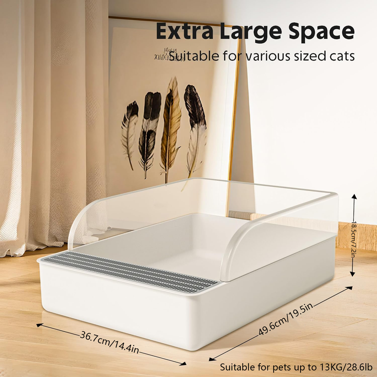 Open Cat Litter Box With High Side Anti-splashing Toilet
