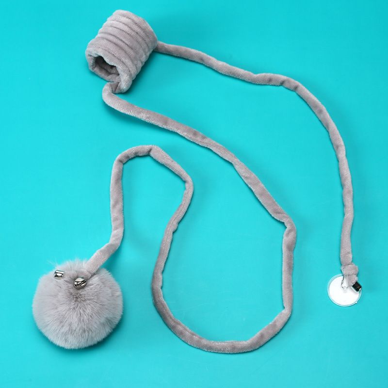 Cat Toy Suction Cup Spring Rabbit Fur Ball Retractable Elastic Rope