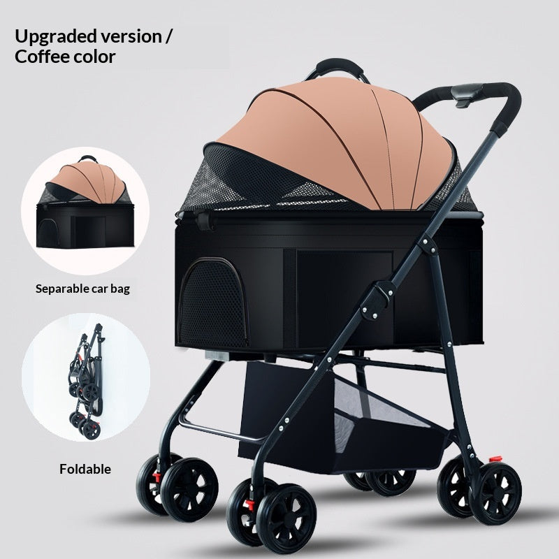 Pet Stroller For Dogs And Cats Portable Detachable Cage With
