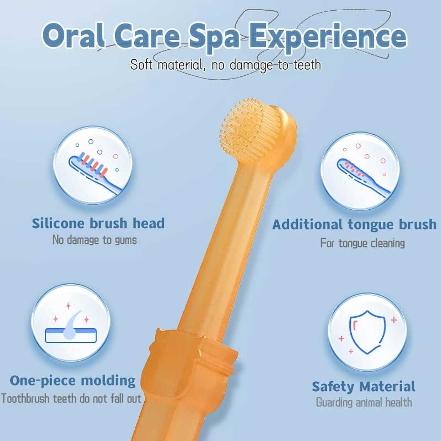 360 Angle Dog Toothbrush With Tongue Cleaning Brush Silicone Pet