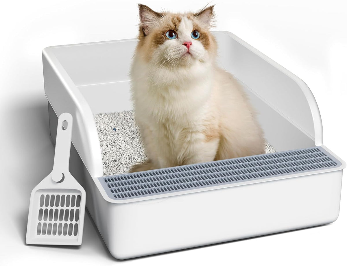 Open Cat Litter Box With High Side Anti-splashing Toilet