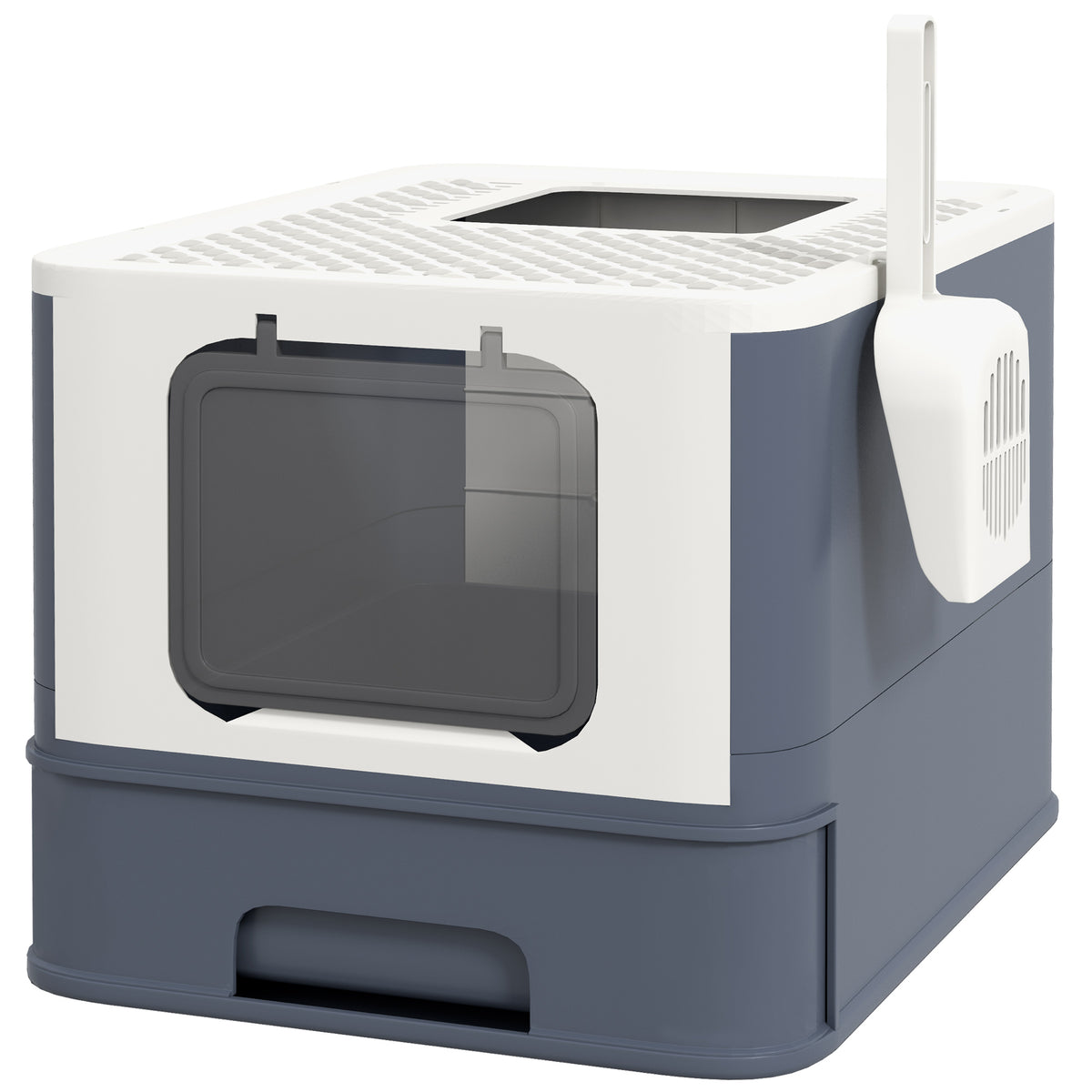 Cat Litter Box With Lid Scoop Front Entry And Top Exit For Large