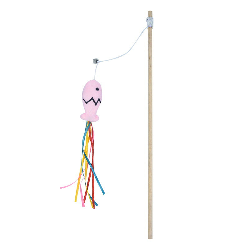 Cat Wand Toys Interactive With Catnip Fish Colorful Ribbons Bell