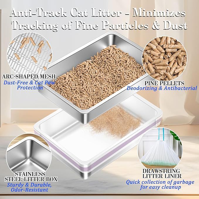 Stainless Steel Filter Cat Litter Box Detachable And Open-style