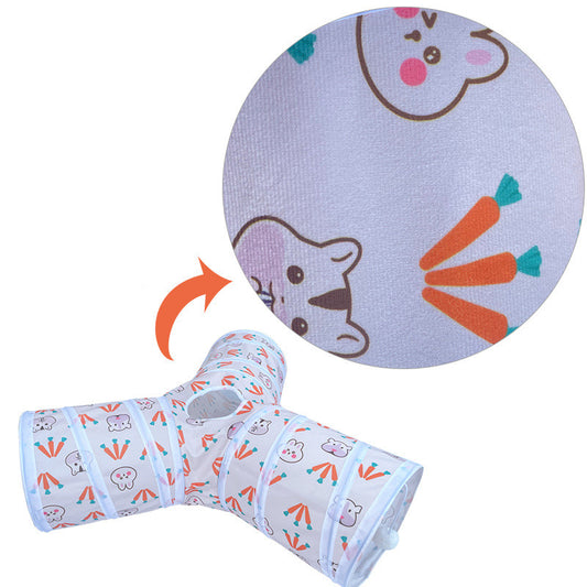 Rabbit Cat Tunnel Suede Three Channel Foldable Pet Supplies