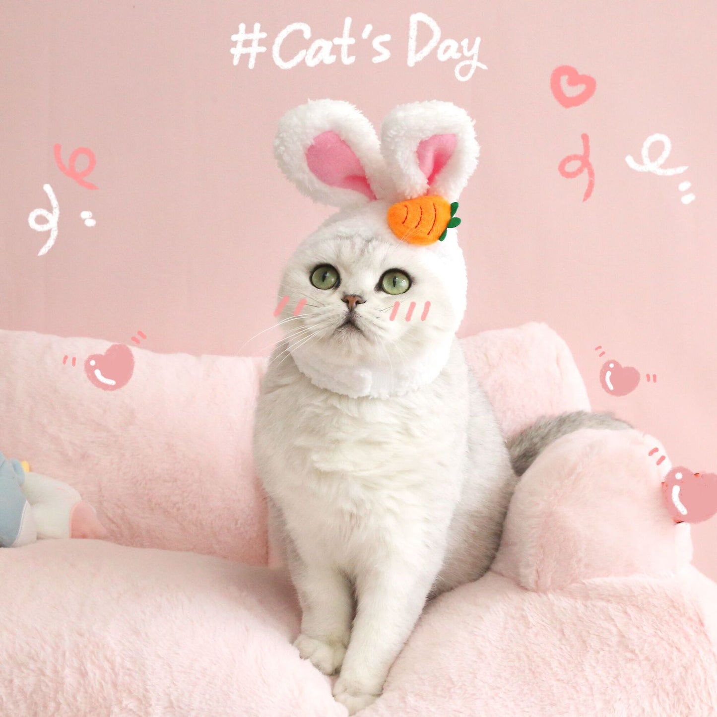 Plush Cartoon Cat Dog Rabbit Ears Cute Easter Decoration Hat Head