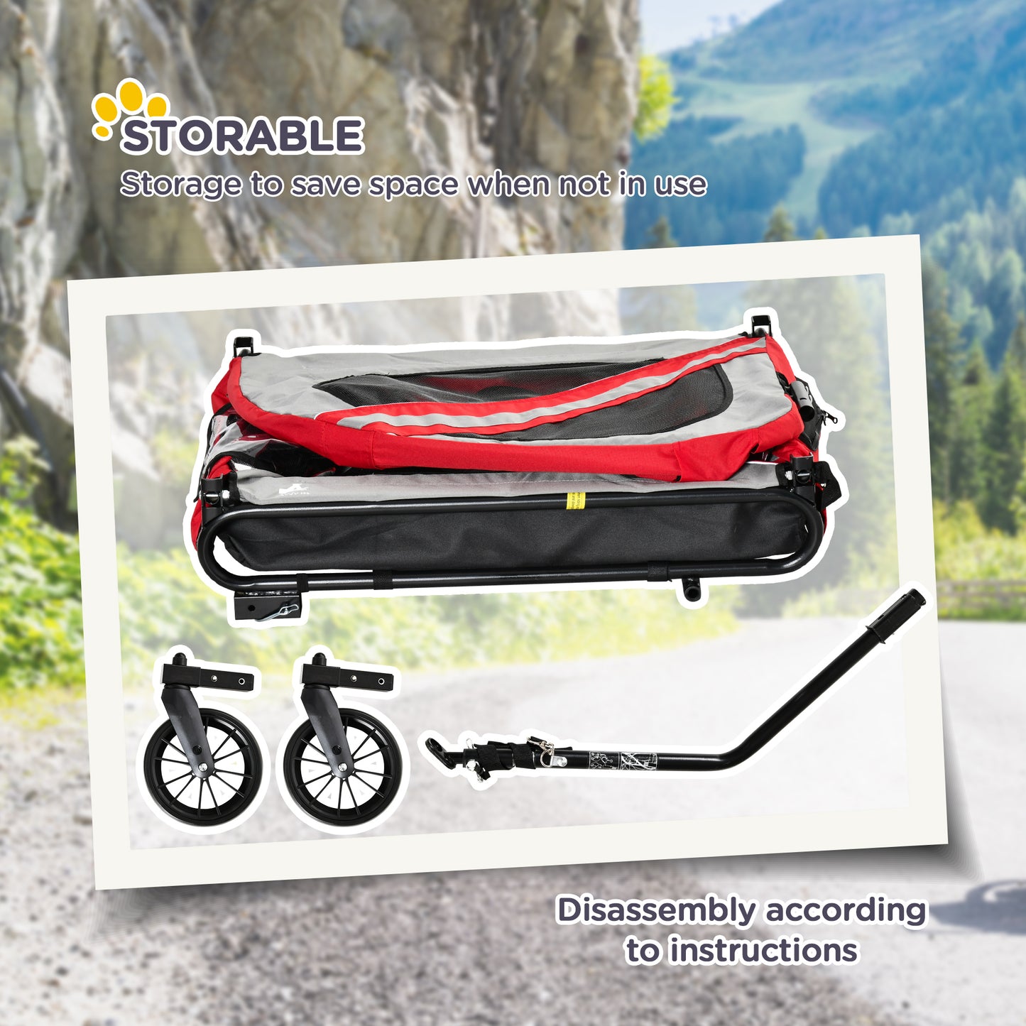 2-in-1 Pet Bike Trailer For Small Medium Dogs Road-visibility Dog