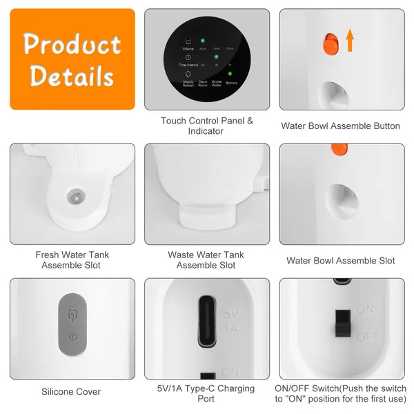 Smart Pet Water Fountain Automatic Cat Dispenser 3l&101oz Cordless