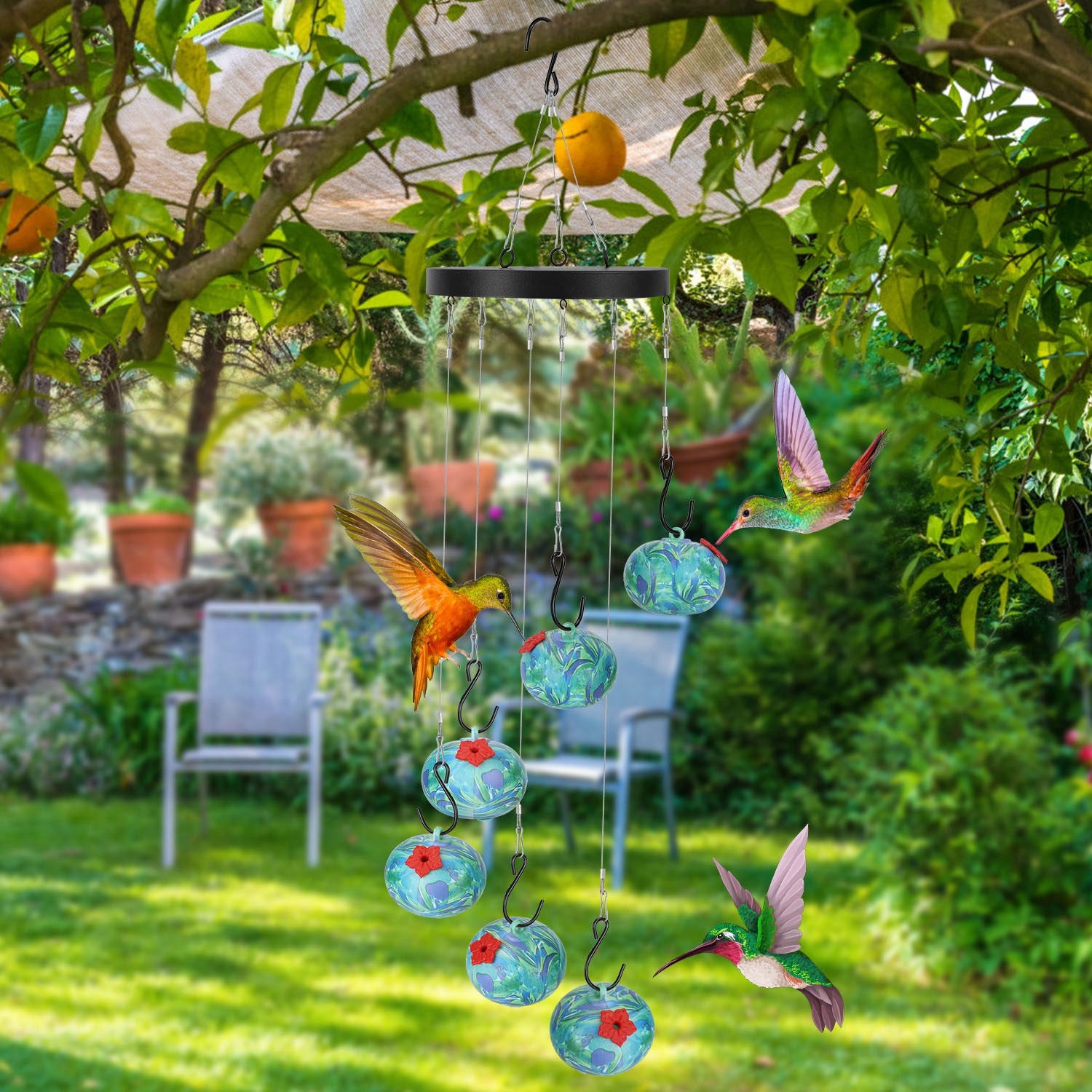 1pc Wind Chimes Humming Bird Feeder Ant And Bee Proof Outdoor