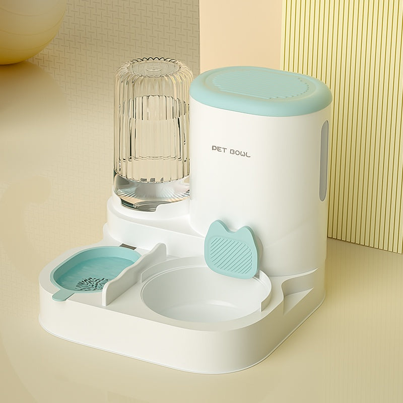 Cat Bowl Automatic Feeding Water Fountain Integrated Double
