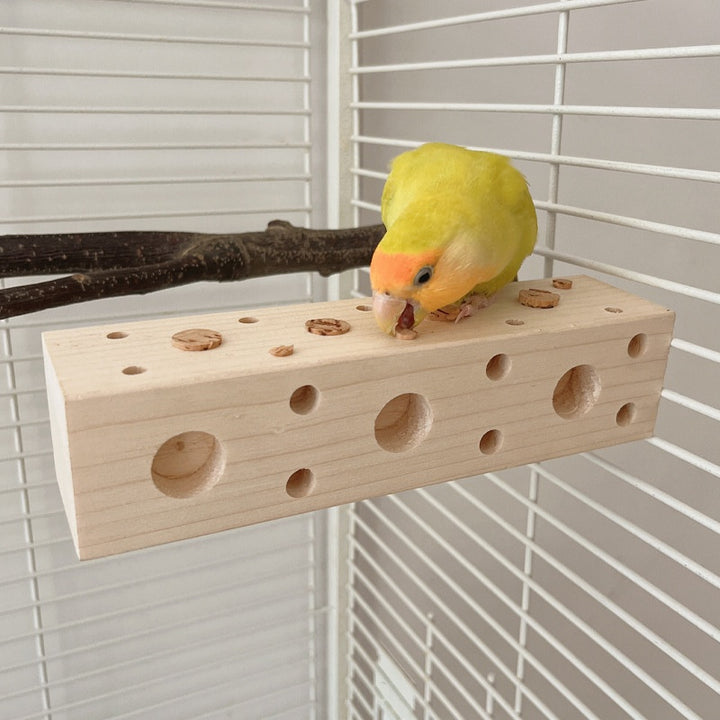 Wooden Parrot Block Toy with Removable Plugs