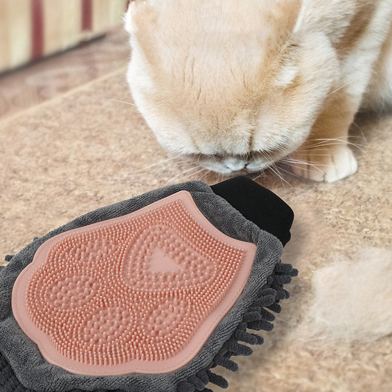 Pet Bathing Brush 2-in-1 Grooming Glove Elegant Dog Tool For