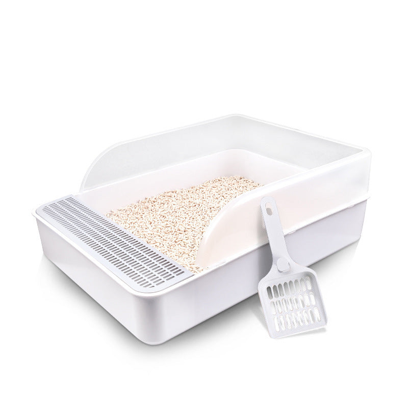 Open Cat Litter Box With High Side Anti-splashing Toilet