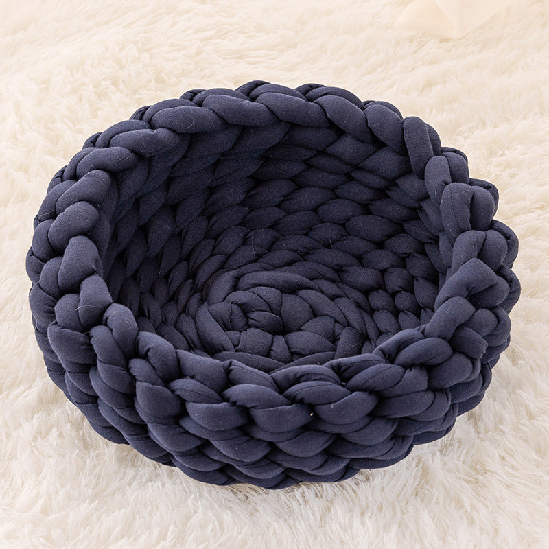 Cat House Cushion Soft Long Plush Warm Pet Mat Cute Kennel Sleeping