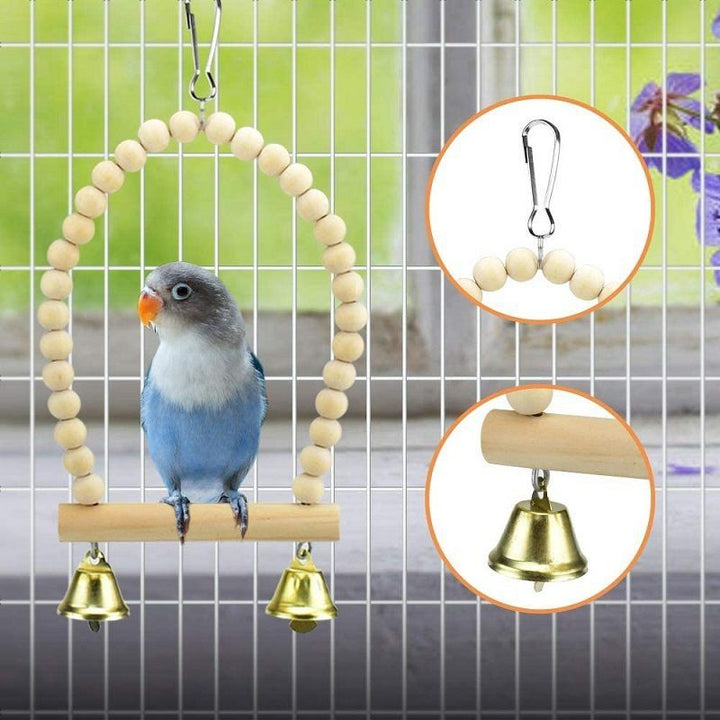 Log Swing Ring and Bell Chew Toy for Birds